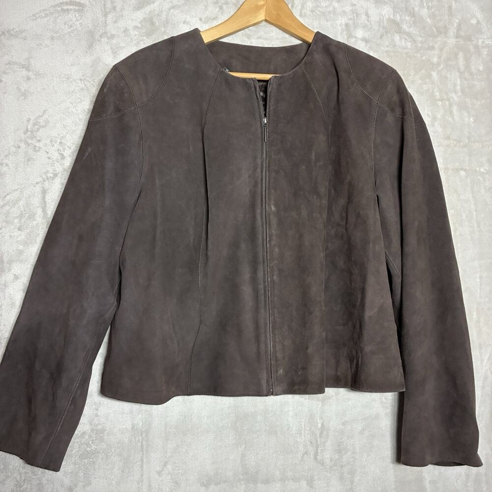Vintage Terry Lewis Suede Leather Moto Racer Jacket Brown Size 1X